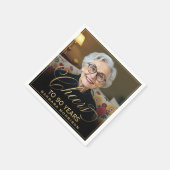 Feiert 90 Jahre Geburtstag Foto Gold Black Serviette (Ecke)