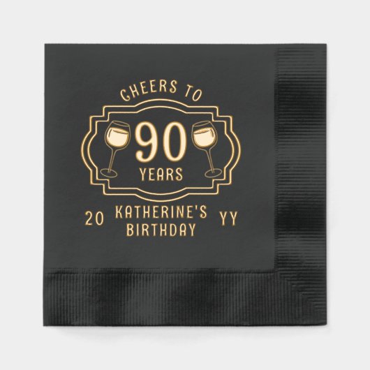 Feiert 90 Jahre Weingläser Geburtsname Servietten Mit Folie (Vorderseite)