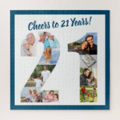 Feiert bis 21 Jahre Zahl 21 Foto Collage Square Puzzle (Vertikal)