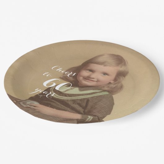 Feiert bis 60 Jahre! Foto Pappteller (Schrägansicht)