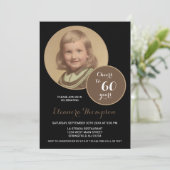 Feiert bis 60 Jahre Foto Sepia Einladung (Stehend Vorderseite)