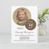 Feiert bis 60 Jahre Foto Sepia Einladung (Stehend Vorderseite)