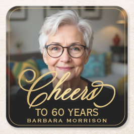 Feiert bis 60 Jahre Geburtstag Foto Gold Black Rechteckiger Pappuntersetzer