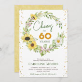 Feiert bis 60 Jahre Sonnenblumen Herbst Herbst Einladung (Vorne/Hinten)