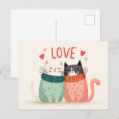 Feiert Liebe mit zwei süßen Kätzchen Postkarte (Vorne/Hinten)