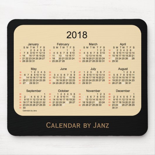 Feiertag 2018 52 Wochen-schwarzer Weizen-Kalender Mousepad (Vorne)