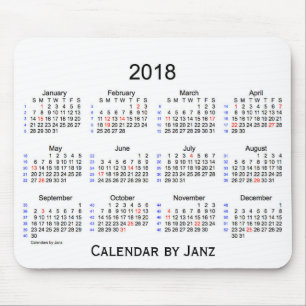 Feiertag 2018 52 Wochen-weißer Kalender durch Janz Mousepad
