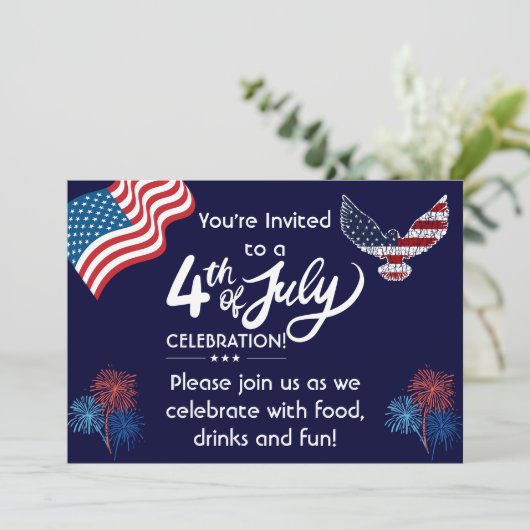 Feiertag, 4. Juli Einladung (Stehend Vorderseite)