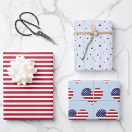 Feiertag 4. Juli Umschlagpapier (3 Blätter) Geschenkpapier Set