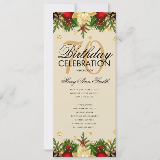 Feiertag 70. Geburtstag Party Programm Gold mit Me (Vorderseite)