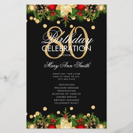 Feiertag 80. Geburtstag Party Programm Gold mit Me (Vorderseite)