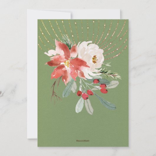 Feiertag beleuchtet Blumenstrauß-Brautparty Einladung (Rückseite)