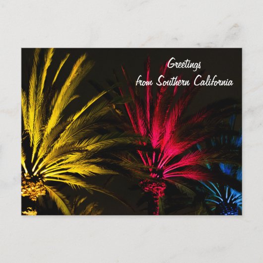 Feiertag beleuchtet Palme-Postkarte Feiertagspostkarte (Vorderseite)