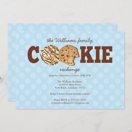 Feiertag-Cookie Einladung (Vorne/Hinten)