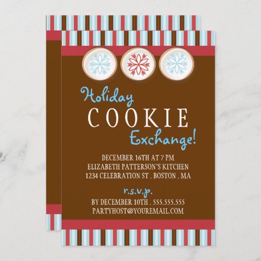 Feiertag Cookie Exchange Zucker Cookie Einladung (Vorne/Hinten)