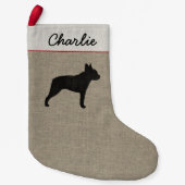 Feiertag des Boston-Terrier-Silhouette-der Kleiner Weihnachtsstrumpf (Vorderseite)