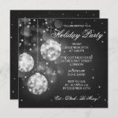 Feiertag Einladung Sparkling Baubles Schwarz (Vorne/Hinten)