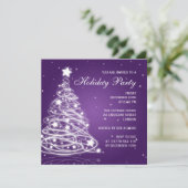 Feiertag Einladung Weihnachtsbaum Lila (Stehend Vorderseite)