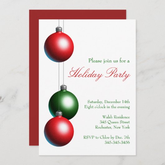 Feiertag Einladung zu knuspriger Weiß (Vorne/Hinten)