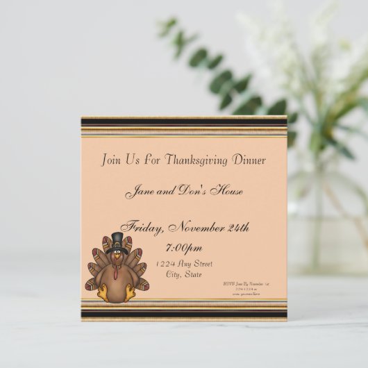 Feiertag Erntedank-Toms die Türkei Einladung (Stehend Vorderseite)