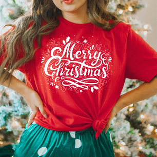 Feiertag Frohe Weihnachten in weißer Schrift T-Shirt