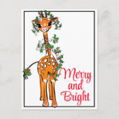 Feiertag Giraffe | Rotgrüne Weihnachtsgarne Postkarte (Vorderseite)