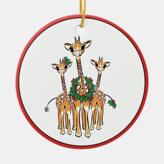 Feiertag Giraffen Keramik Ornament (Vorne)
