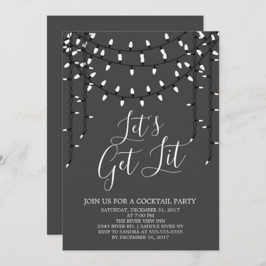 Feiertag - Lit Cocktail Party Einladung (Vorne/Hinten)