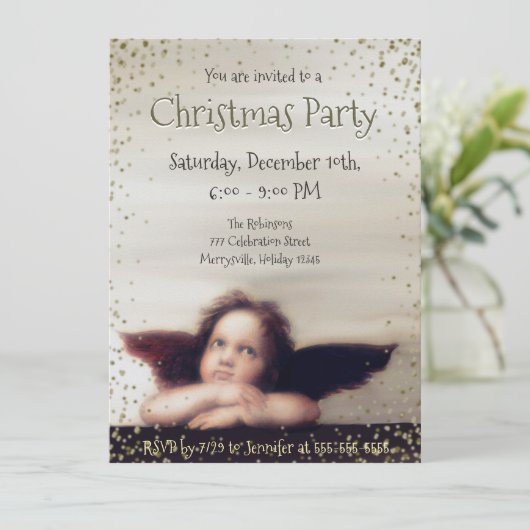 Feiertag mit Angel Einladung (Stehend Vorderseite)