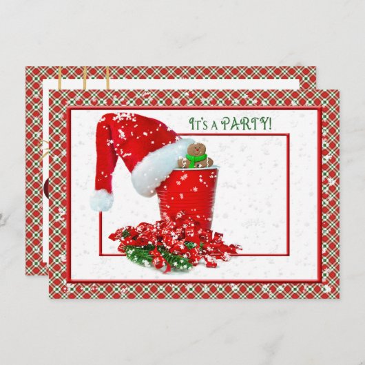 Feiertag mit rotem Party Einladung (Vorne/Hinten)