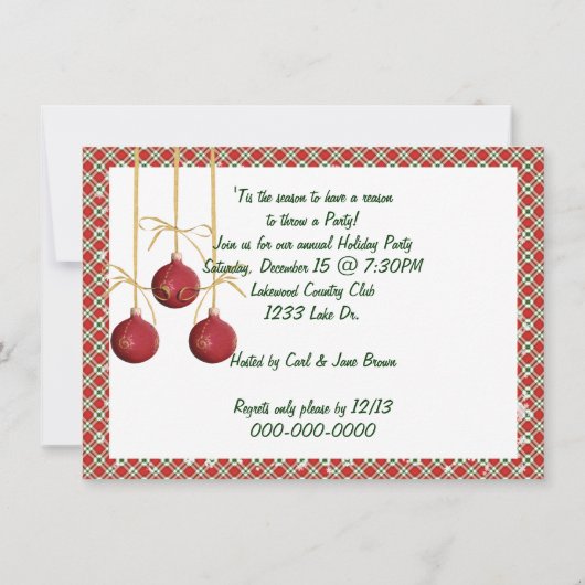 Feiertag mit rotem Party Einladung (Rückseite)