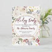 Feiertag mit weißer Rose Einladung (Stehend Vorderseite)