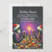 Feiertag Pastell Zeichnend Santa Lila Einladung (Vorderseite)