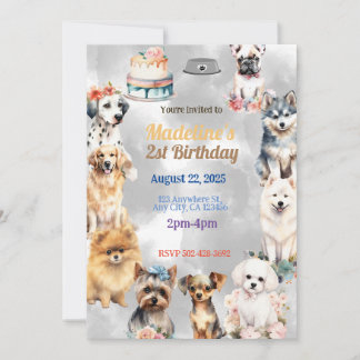 Feiertag Päws: Festlicher Hund Geburtstagsparty Th Einladung