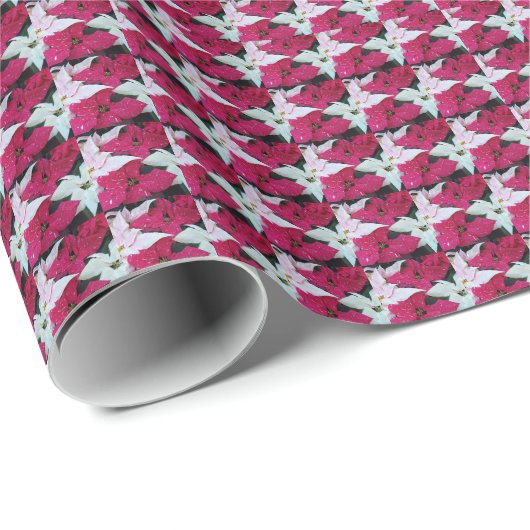 Feiertag Poinsettias Blumenmuster Geschenkpapier (Rolleneckpunkt)