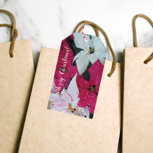 Feiertag Poinsettias Floral Geschenkanhänger