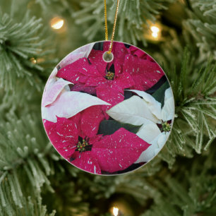 Feiertag Poinsettias Floral Keramik Ornament