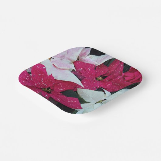 Feiertag Poinsettias Floral Pappteller (Gewinkelt)
