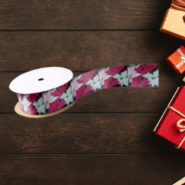 Feiertag Poinsettias Floral Satinband