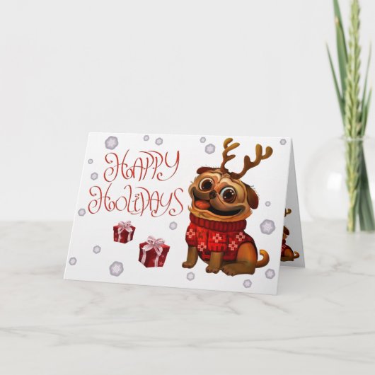 Feiertag PuGreeting Karte (Vorderseite)