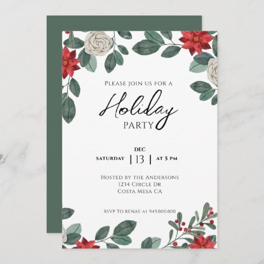 Feiertag Rot Grün Einladung (Vorne/Hinten)