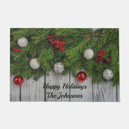 Feiertag Rot Grün & Silber Fußmatte (Vorderseite)