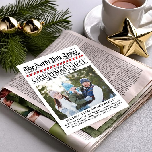 Feiertag Rot und Weiße Zeitung Einladung