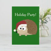 Feiertag! Santa Igel Einladung (Stehend Vorderseite)