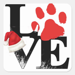 Feiertag Santapaws - Tatzen-Druck in der Quadratischer Aufkleber