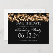 Feiertag Save the Date Gold Bokeh Lights Ankündigungspostkarte (Vorne/Hinten)