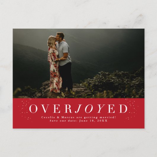 Feiertag Save the Date rotes Foto Postkarte (Vorderseite)