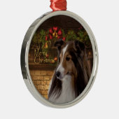 Feiertag Sheltie Verzierung Silbernes Ornament (Rechts)