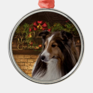 Feiertag Sheltie Verzierung Silbernes Ornament