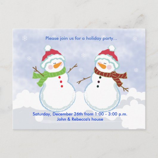 Feiertag Snowman Postcard Einladung (Vorderseite)